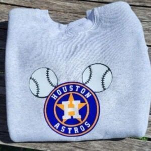 Houston Astros Mickey Mouse Fandom cross over sweatshirt Mens Medium Ladies XL
